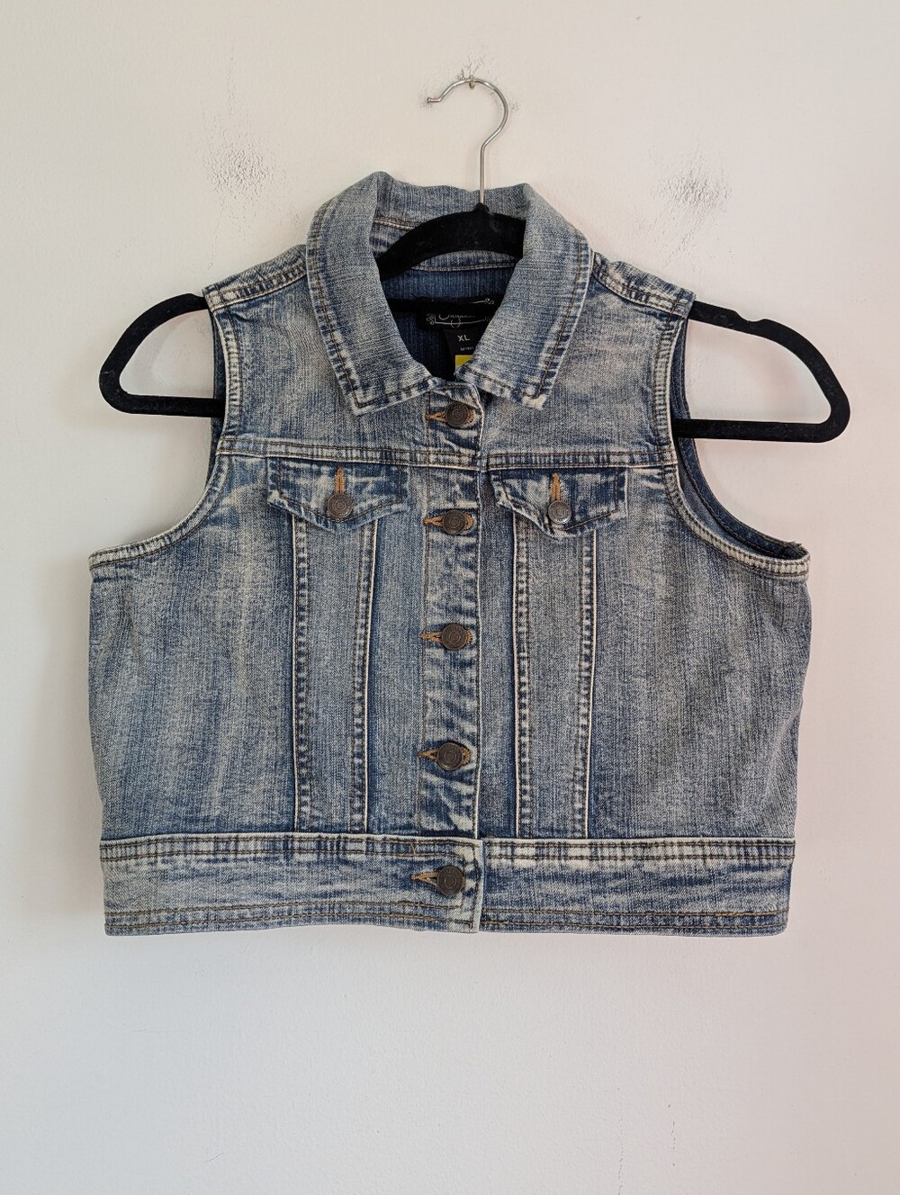 Shyanne Western Acid Washed Boxy Denim Cropped Vest